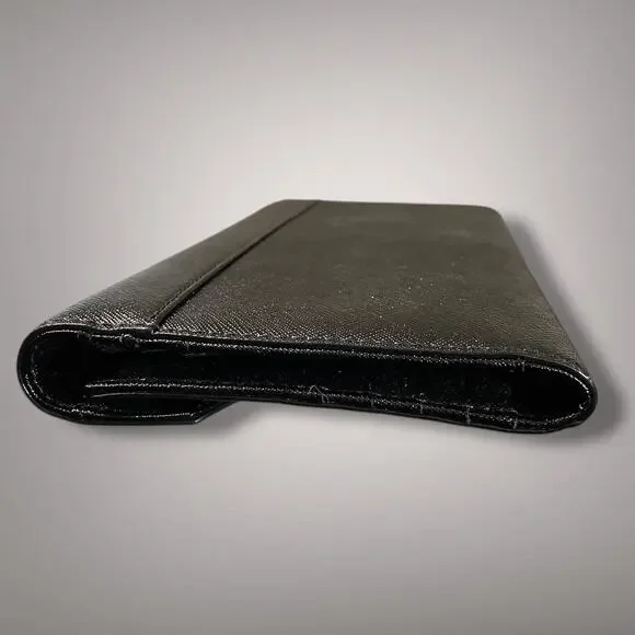 Like New TORY BURCH Black Saffiano Leather Robinson Envelope Wristlet Clutch - Picture 6 of 14